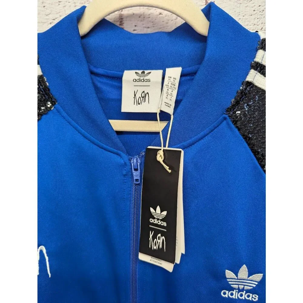 NWT KORN x ADIDAS Limited Edition Blue Full zip Track Suit‎ Jacket Sz XL - Picture 2 of 9